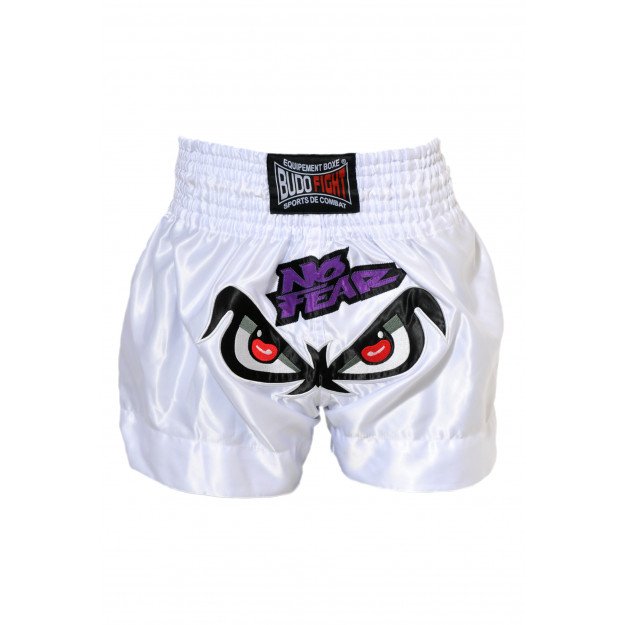 Short boxe thaï NO FEAR Blanc