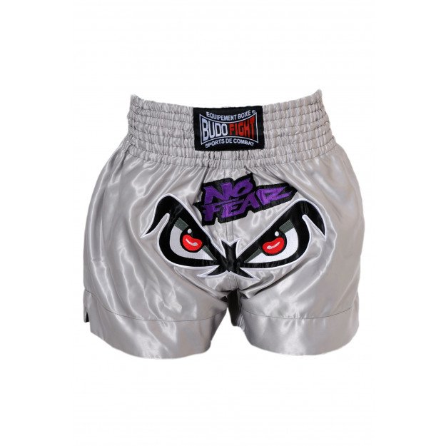 Short boxe thaï NO FEAR Argent