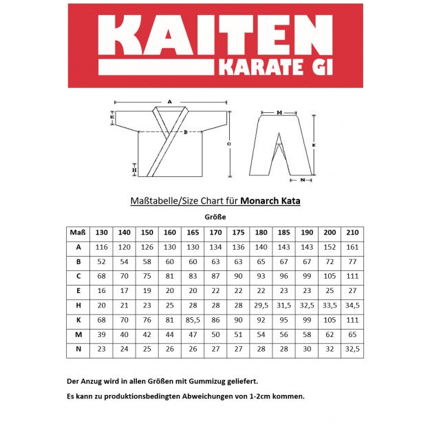 Kimono Karaté Kaiten Monarch coupe kata