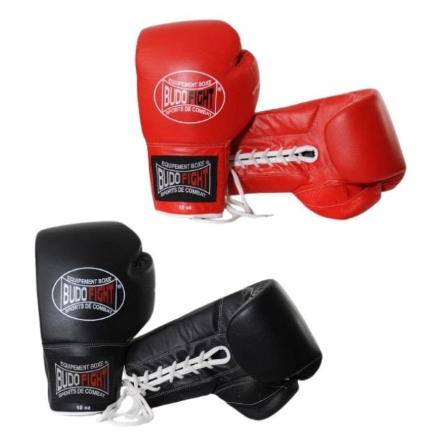 Gants boxe Pro en cuir à laçets pour la compétition