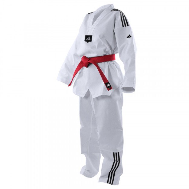 Dobok Taekwondo Adiclub 3 col blanc bandes noir