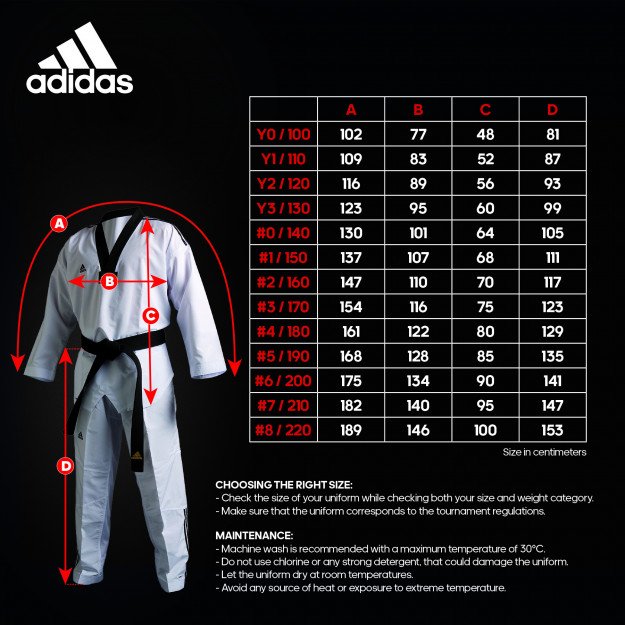 Dobok Taekwondo Adiclub 3 col blanc bandes noir