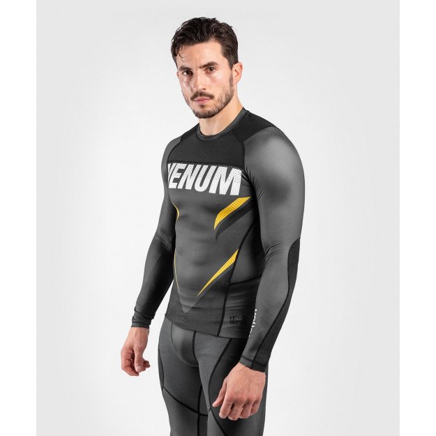Rashguard Venum One FC Impact gris/jaune manches longues