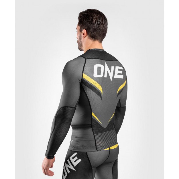 Rashguard Venum One FC Impact gris/jaune manches longues