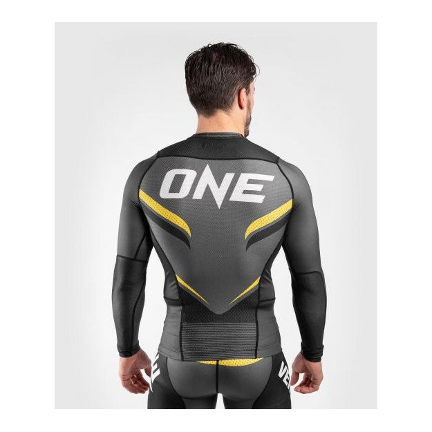 Rashguard Venum One FC Impact gris/jaune manches longues