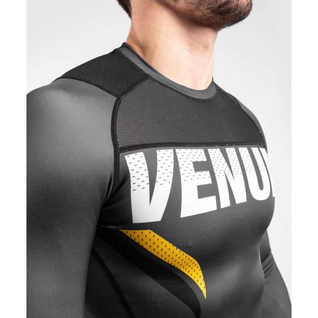 Rashguard Venum One FC Impact gris/jaune manches longues