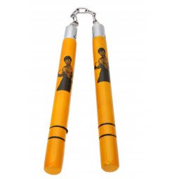 Nunchaku à Chaîne en Bois Bruce Lee jaune