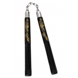 Nunchaku à Chaine Bois Noir/Or