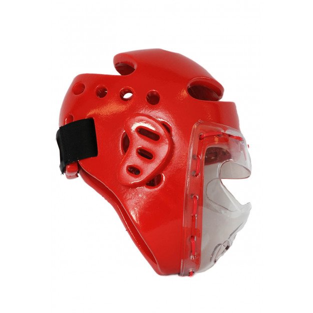 Casque Taekwondo Rouge avec visière
