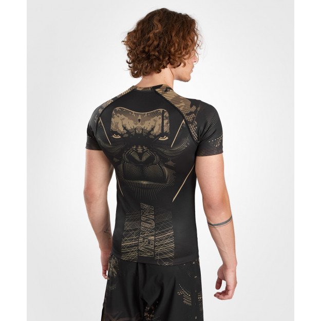 Rashguard à manches courtes Venum Gorilla Jungle Noir/Sable