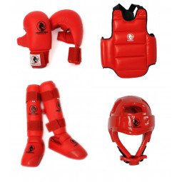 Pack protection karaté Kumite Expert rouge