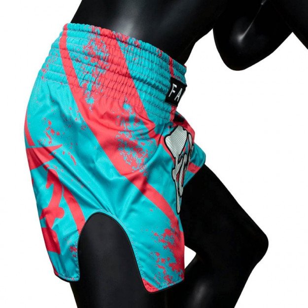 Short boxe thaï Fairtex BS1929 Street King Turquoise/Rouge