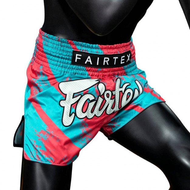 Short boxe thaï Fairtex BS1929 Street King Turquoise/Rouge
