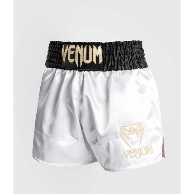 Short Boxe Thai Venum Classic Blanc / Noir / Or
