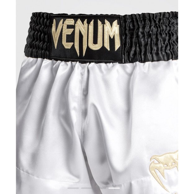 Short Boxe Thai Venum Classic Blanc / Noir / Or