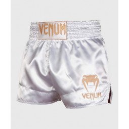 Short Boxe Thai Venum Classic Blanc/Or