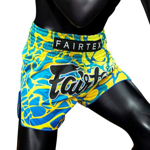 Short boxe thaï Fairtex BS1927 Magma Jaune/Bleu