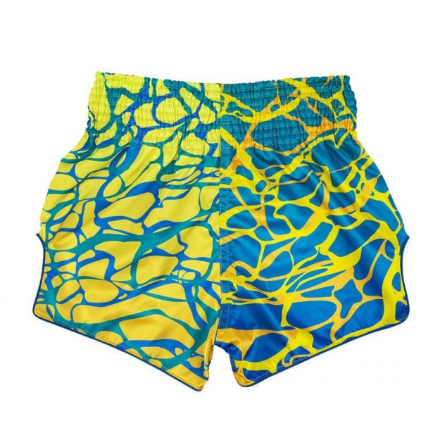Short boxe thaï Fairtex BS1927 Magma Jaune/Bleu