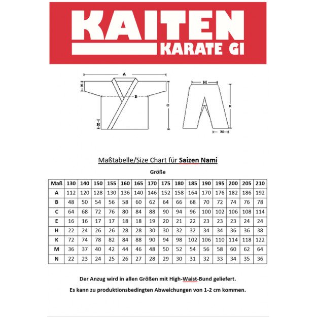 Kimono Karaté Kaiten Saizen Nami Coupe Kata