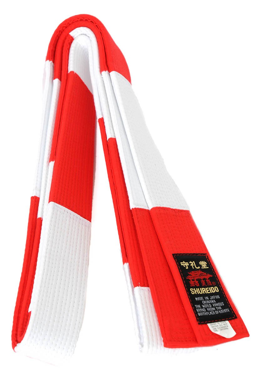 Ceinture Karaté Shureido 6ème et 7ème Dan Rouge/Blanc