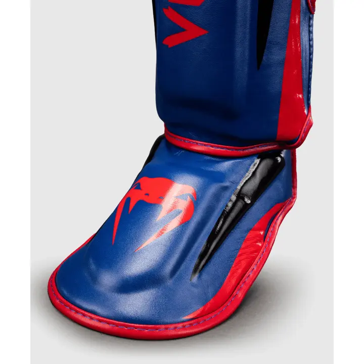 Protège-tibias et pieds Venum Elite - Bleu Foncé/Rouge