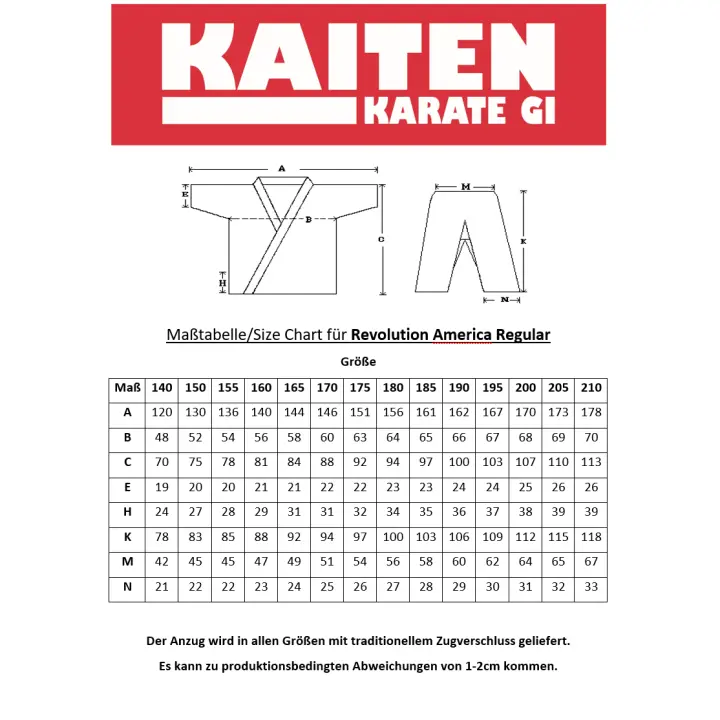 Kimono de Karaté Kaiten America coupe Kata