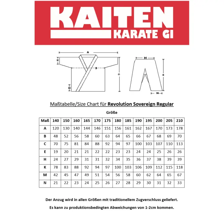 Kimono de Karaté Kaiten Sovereign Revolution coupe Classique