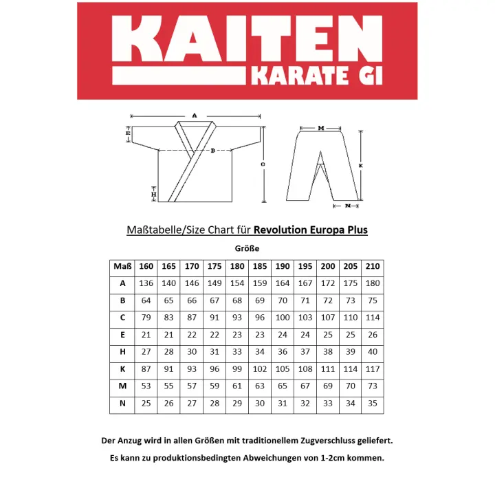 Kimono de Karate Kaiten Europa Plus coupe kata