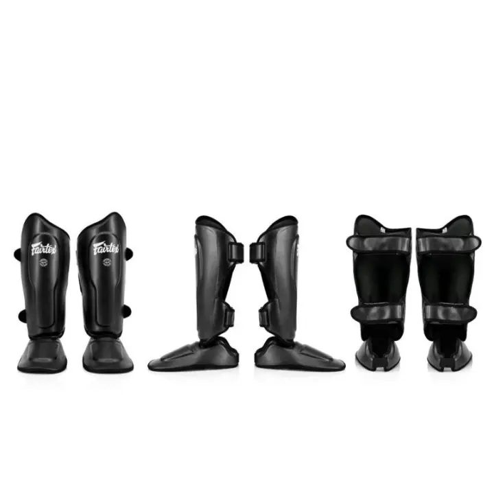 Protège-tibias et pieds Ultra Ergo Black SP9 100% cuir Fairtex