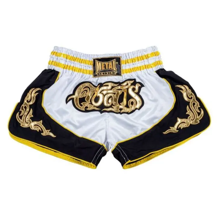 Short de Boxe Thai Métal Boxe Lumpinee Blanc