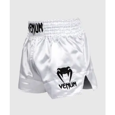 Short de Boxe Thaï Venum Classic Blanc/Noir