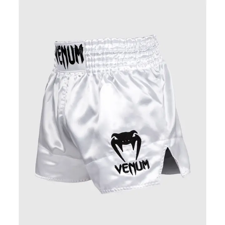 Short de Boxe Thaï Venum Classic Blanc/Noir