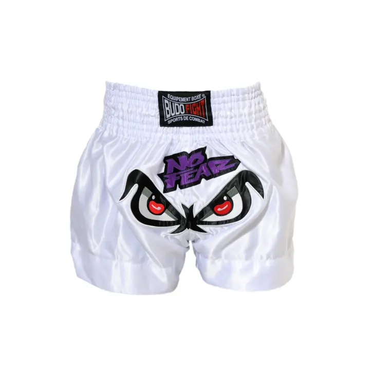 Short de Boxe Thaï NO FEAR Blanc