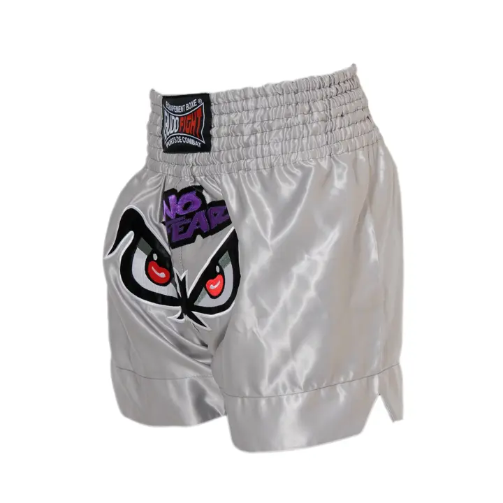 Short de Boxe Thaï NO FEAR Argent