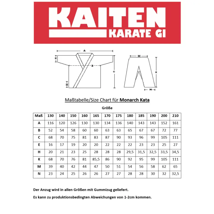 Kimono de Karaté Kaiten Monarch coupe kata