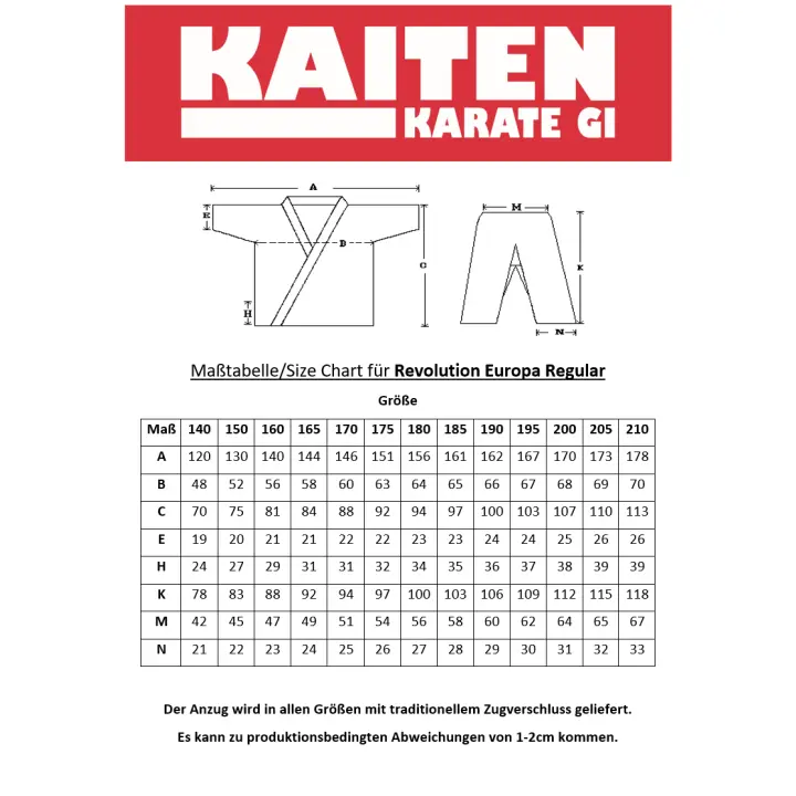 Kimono de Karaté Kaiten Europa coupe kata