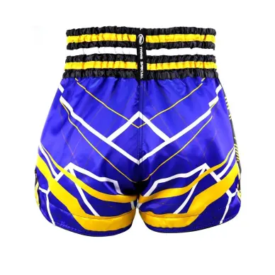 Short de Boxe Thai Twins TTBL Bleu/Yellow - 3