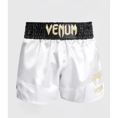 Short Boxe Thai Venum Classic Blanc / Noir / Or - 1