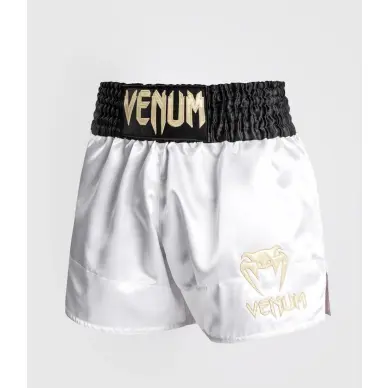 Short Boxe Thai Venum Classic Blanc / Noir / Or - 2