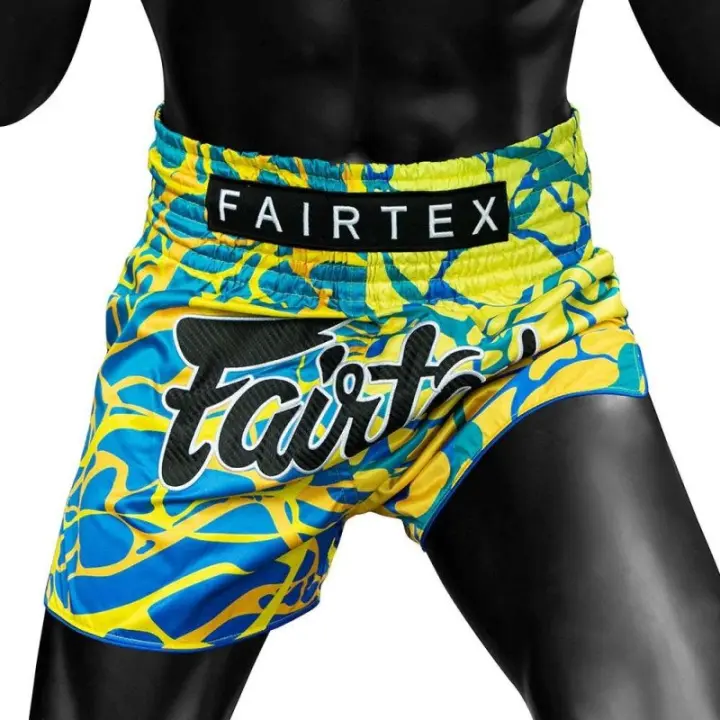 Short de Boxe Thaï Fairtex BS1927 Magma Jaune/Bleu